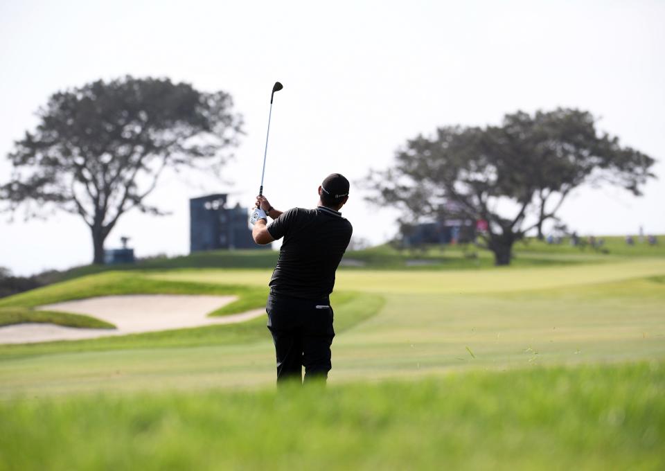 A golfer plays a shot on the 14th fairway during the 2021 U.S. Openat Torrey Pines Golf Course.