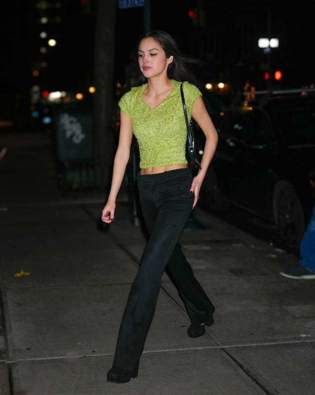 Olivia Rodrigo's Leather Tube Top and Low-Rise Pants Are So 2000s