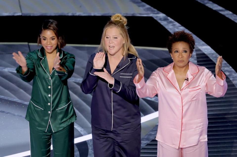 co hosts regina hall, amy schumer, and wanda sykes speak host the 94th annual academy awards