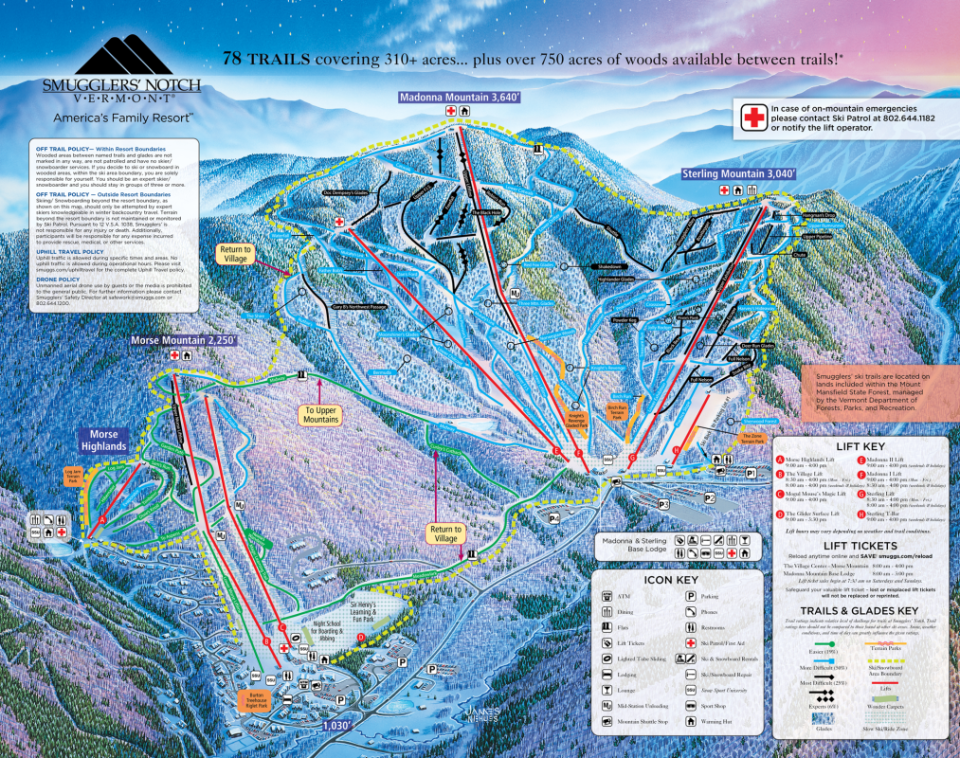 Smugglers' Notch trail map<p>Smugglers' Notch Resort</p>