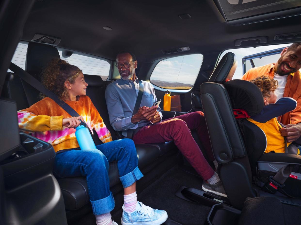 A promotional image released by Toyota shows the interior of the company's new Grand Highlander, set to be unveiled Feb. 8 at the Chicago Auto Show. It will go on sale later in 2023.