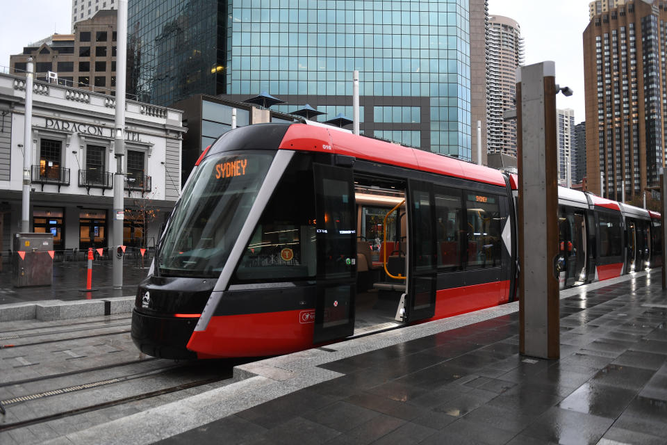 One of the new trams at Circular Quay. Source: AAP