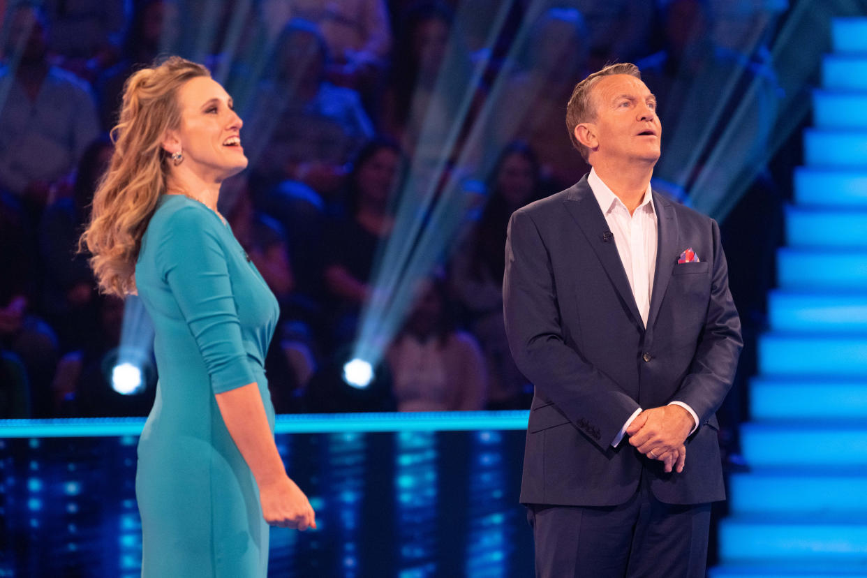 From Potato

Beat The Chasers: Celebrity Special: SR6: Ep7 on ITV1 and ITVX

Pictured: Grace Dent and Bradley Walsh.

This photograph is (C) ITV Plc and can only be reproduced for editorial purposes directly in connection with the programme or event mentioned above, or ITV plc. Any subsequent usage may incur a fee. This photograph must not be manipulated [excluding basic cropping] in a manner which alters the visual appearance of the person photographed deemed detrimental or inappropriate by ITV plc Picture Desk. This photograph must not be syndicated to any other company, publication or website, or permanently archived, without the express written permission of ITV Picture Desk. Full Terms and conditions are available on the website www.itv.com/presscentre/itvpictures/terms

For further information please contact:
liberty.warner@itv.com                        