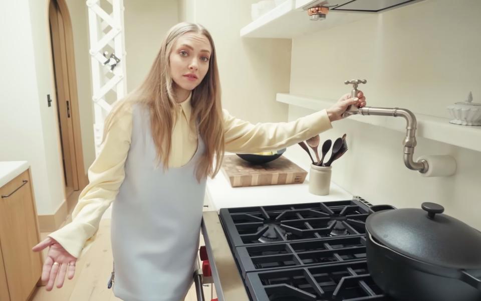 Screengrab from YouTube of Amanda Seyfried Architectural Digest house tour video