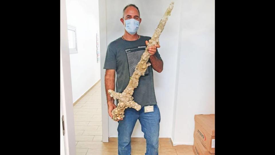 The sword was discovered by divers in 2021, according to Israel officials.