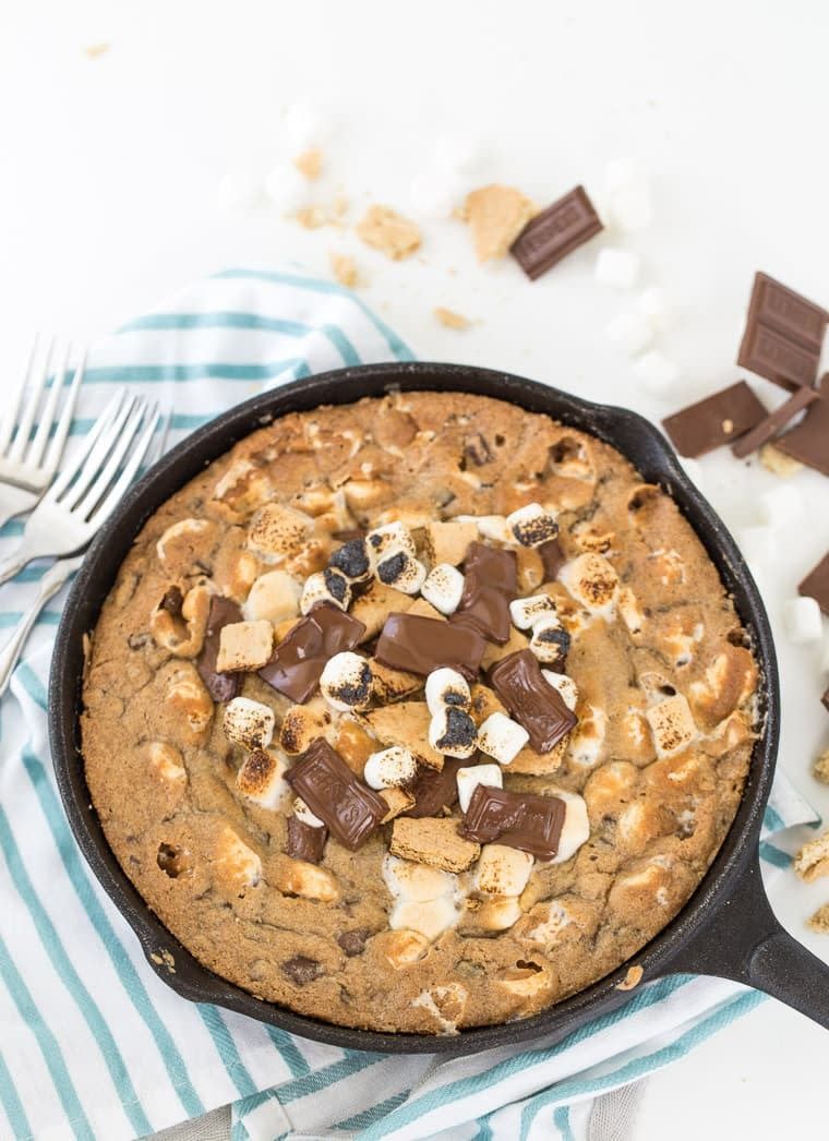 campfire desserts skillet smores cookie