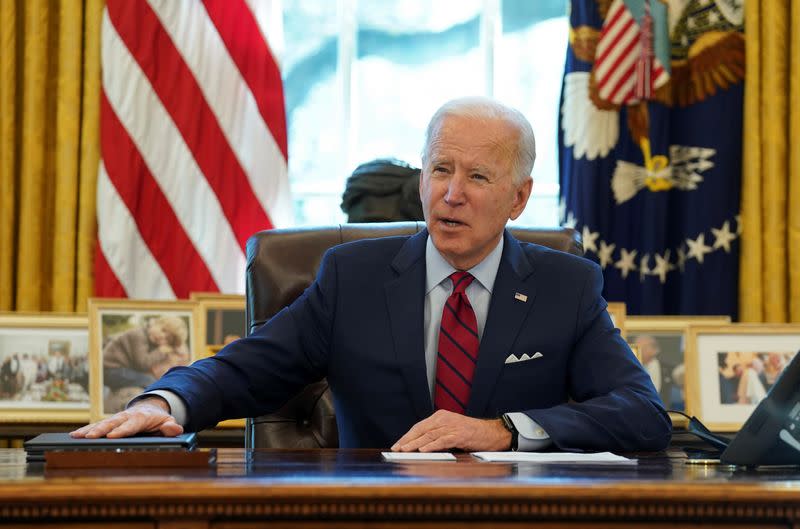 FILE PHOTO: U.S. President Biden signs executive orders on access to affordable healthcare in Washington