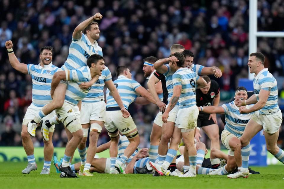 Famous win: Argentina earned their first win at Twickenham since 2006  (AP)