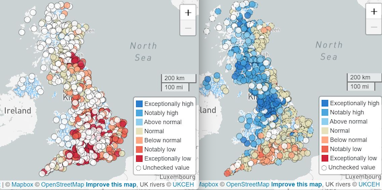 Two maps of the UK