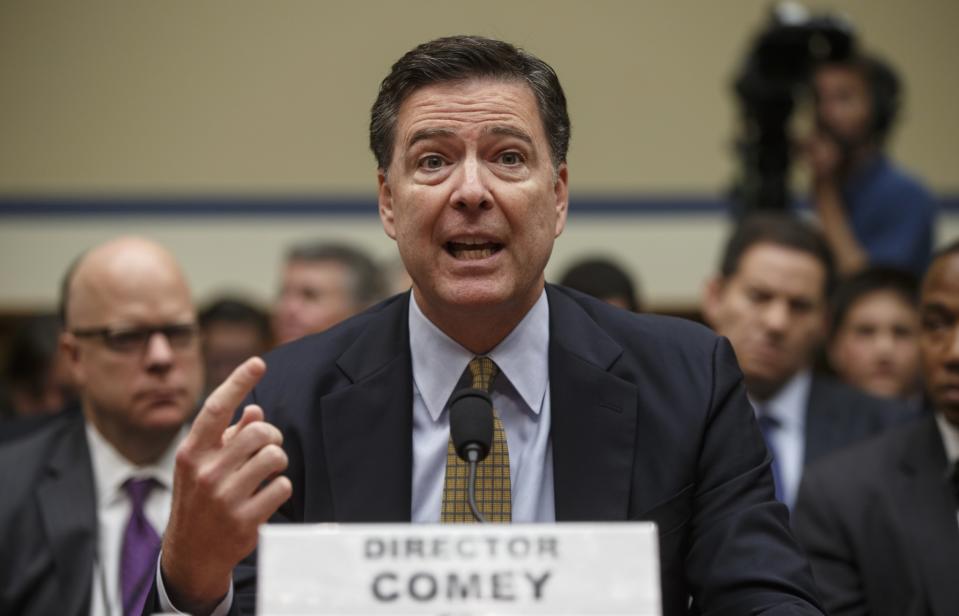 FBI Director James Comey testifies before the House Oversight Committee about Hillary Clinton's email investigation, at the Capitol in Washington in July 2016. (Photo: J. Scott Applewhite/AP)