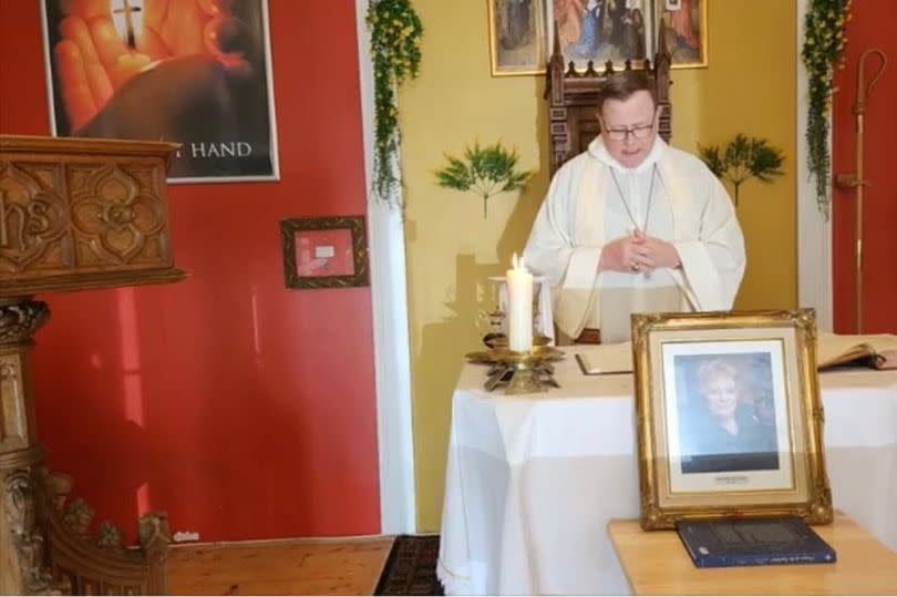 Pat officiating at a service remembering his later mother Josephine