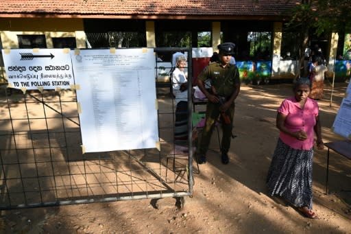 There were long queues outside polling stations even before voting in Sri Lankan presidential polls began