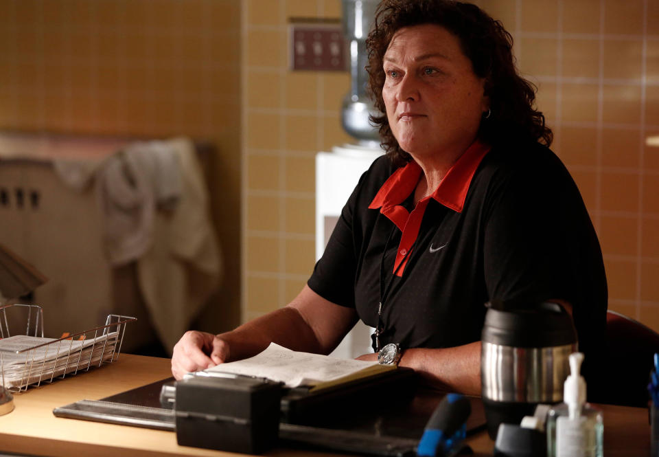 GLEE: Dot-Marie Jones as Coach Beiste in the "Jagged Little Tapestry" episode of GLEE airing Friday, Jan. 16, 2015 (9:00-10:00 PM ET/PT) on FOX. (Photo by FOX Image Collection via Getty Images)