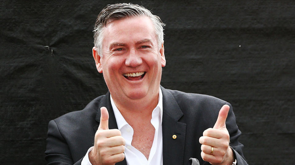 Pictured here, Collingwood president Eddie McGuire gives two thumbs up.