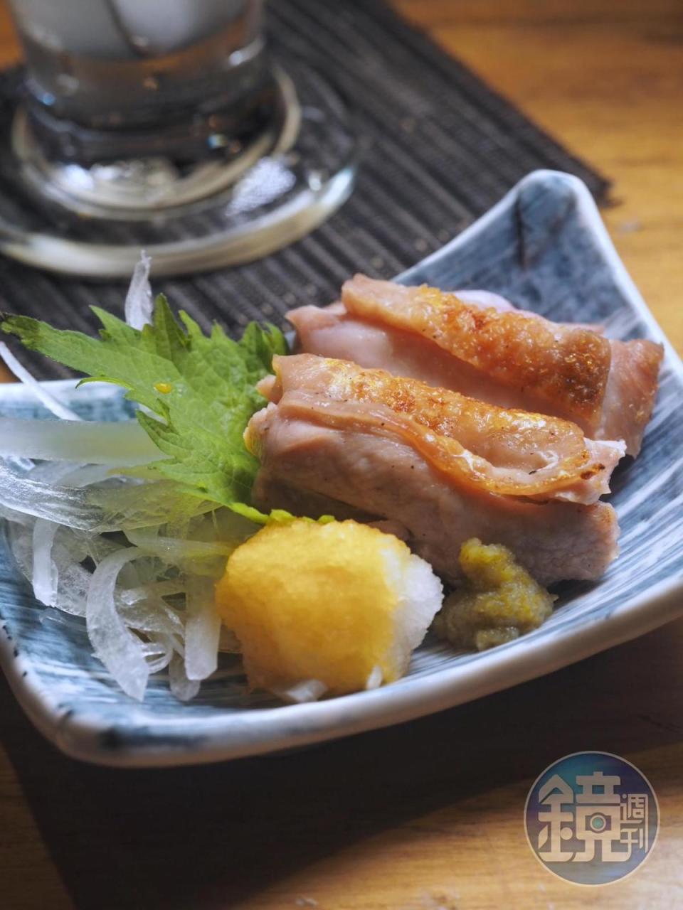 「橙醋雞肉半敲燒」雞皮噴香，很有宮崎風味。（日向特別套餐內容）