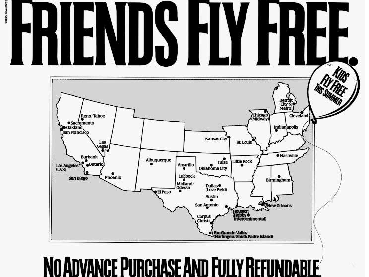 Southwest's Friend Fly Free ad