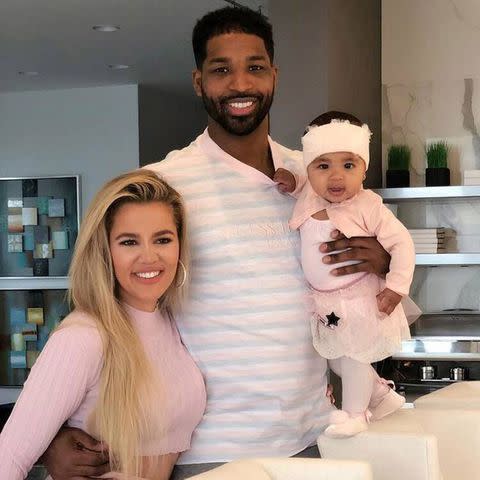 Tristan Thompson/instagram Khloé Kardashian, Tristan Thompson and their daughter True Thompson when she was an infant