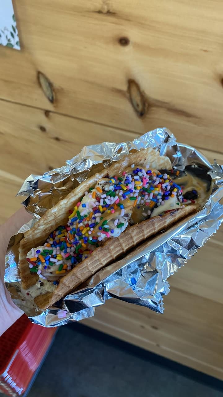 Dorothy Cox Chocolates has Waffle Cone Ice Cream Tacos on the menu.