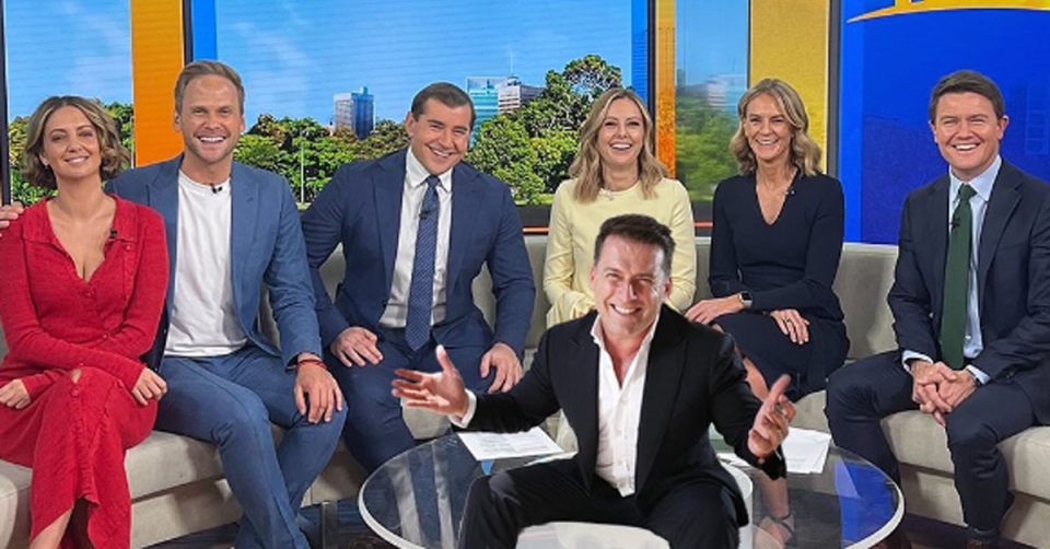 Karl Stefanovic photoshopped onto a picture of Today stars in the studio. 