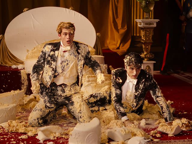 <p>Prime Video</p> Nicholas Galitzine and Taylor Zakhar Perez in Red, White & Royal Blue