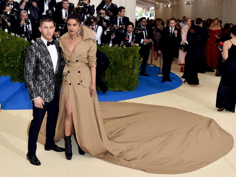 Nick Jonas and Priyanka Chopra Jonas at the Met Gala on May 1, 2017.