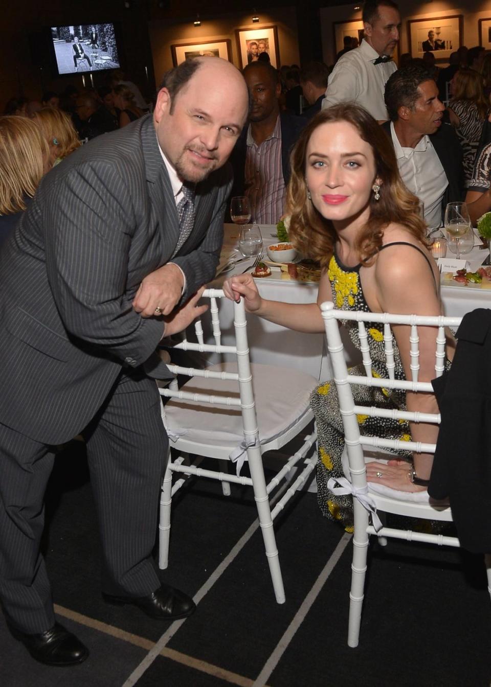 MIAMI, FL - DECEMBER 03: Actors Jason Alexander and Emily Blunt attend IWC Schaffhausen celebrates ‘’Timeless Portofino’’ Gala Event during Art Basel Miami Beach to mark the launch of the New Portofino Midsize Watch Collection during Art Basel Miami Beach at The W Hotel South Beach on December 3, 2014 in Miami, Florida. (Photo by Gustavo Caballero/Getty Images for IWC)