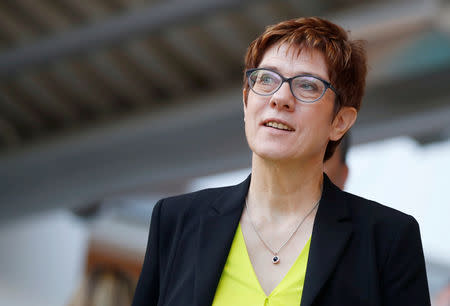 FILE PHOTO: CDU party leader Annegret Kramp-Karrenbauer attends meeting of Germany's governing Christian Democratic Union (CDU) party in Potsdam, Germany, January 14, 2019. REUTERS/Axel Schmidt -/File Photo