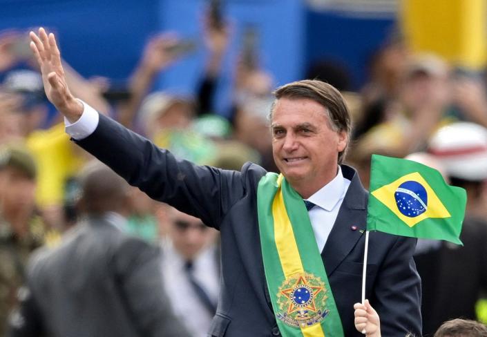Bolsonaro at a military parade to mark Brazil’s 200th anniversary of independence on 7 September (AFP/Getty)