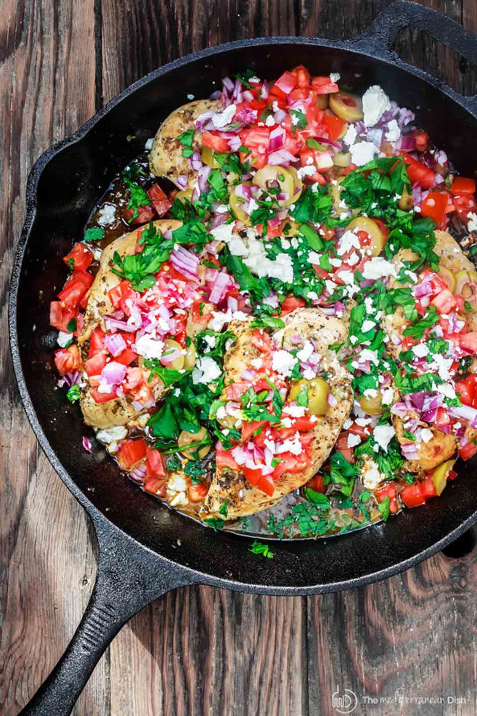 One Skillet Mediterranean Chicken