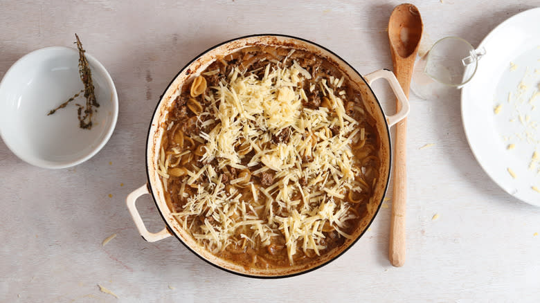 French onion soup pasta with cheese