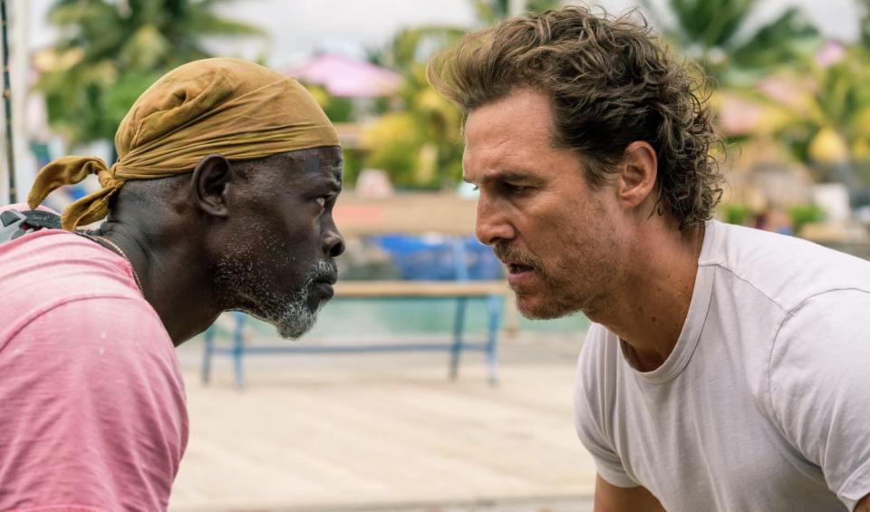 Djimon Hounsou and Matthew McConaughey in "Serenity" (2019).