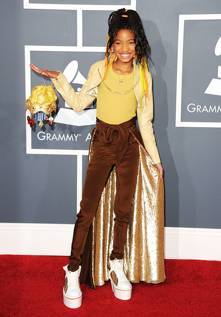 At the height of 'Whip My Hair’ mania, Willow rocked the 2011 Grammys like a seasoned pro. It was almost as if she were used to being photographed… (Getty Images)