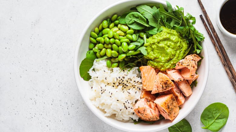 salmon rice bowl