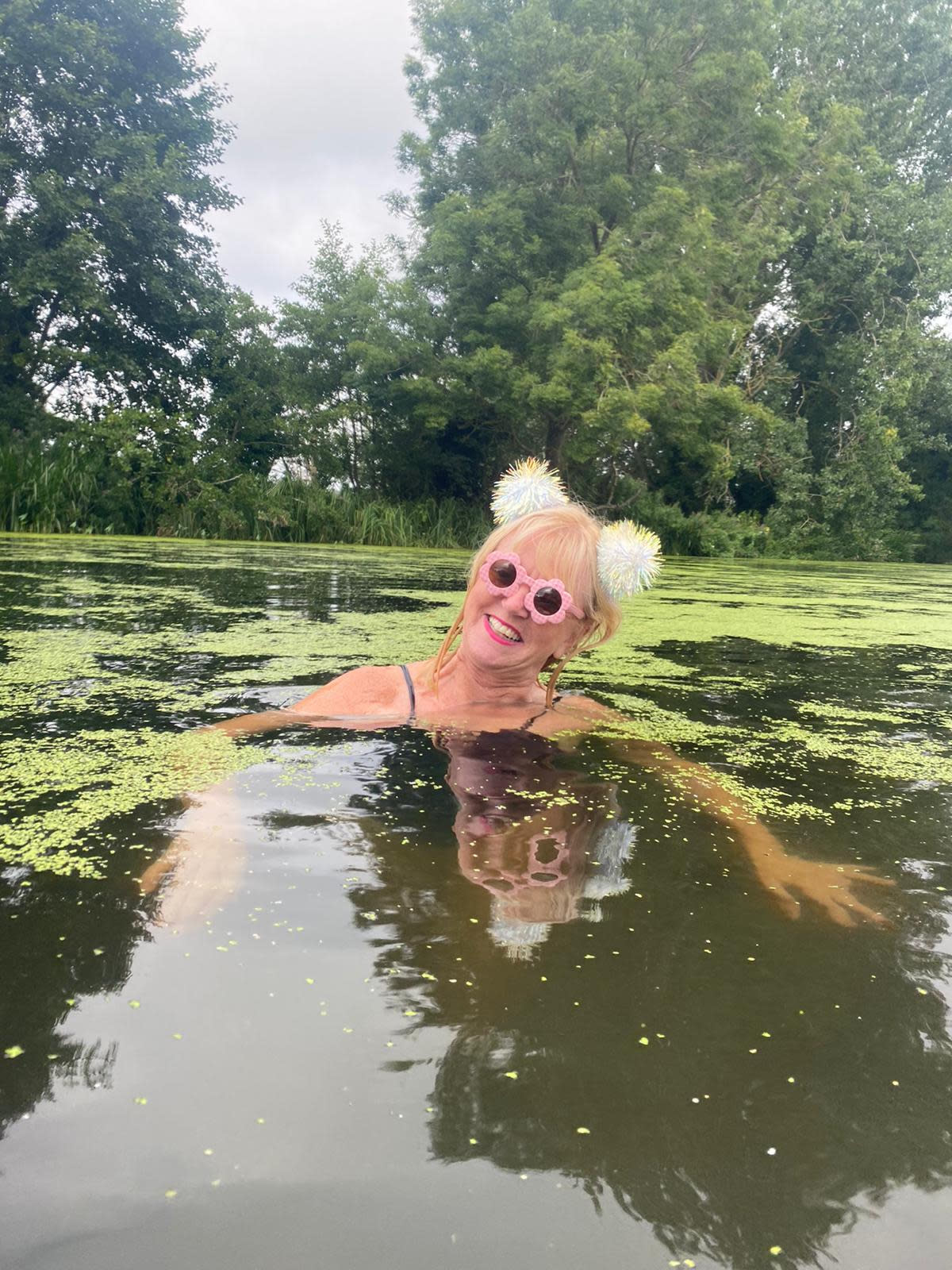 Aileen Lister says outdoor swimming has cured all her menopause symptoms. (Supplied)