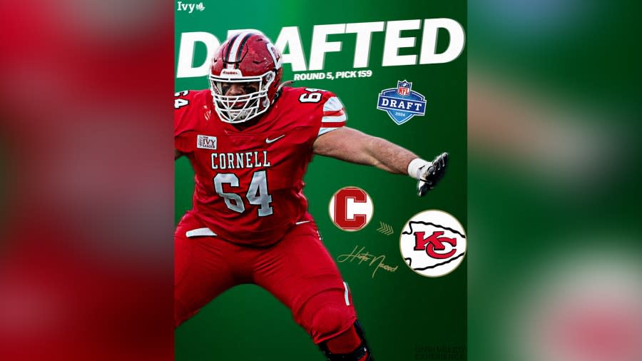 <em>(Photo Courtesy: @IvyLeague on “X”) Former Cornell standout Hunter Nourzad was selected in the 5th round of the 2024 NFL Draft by the Kansas City Chiefs. </em>