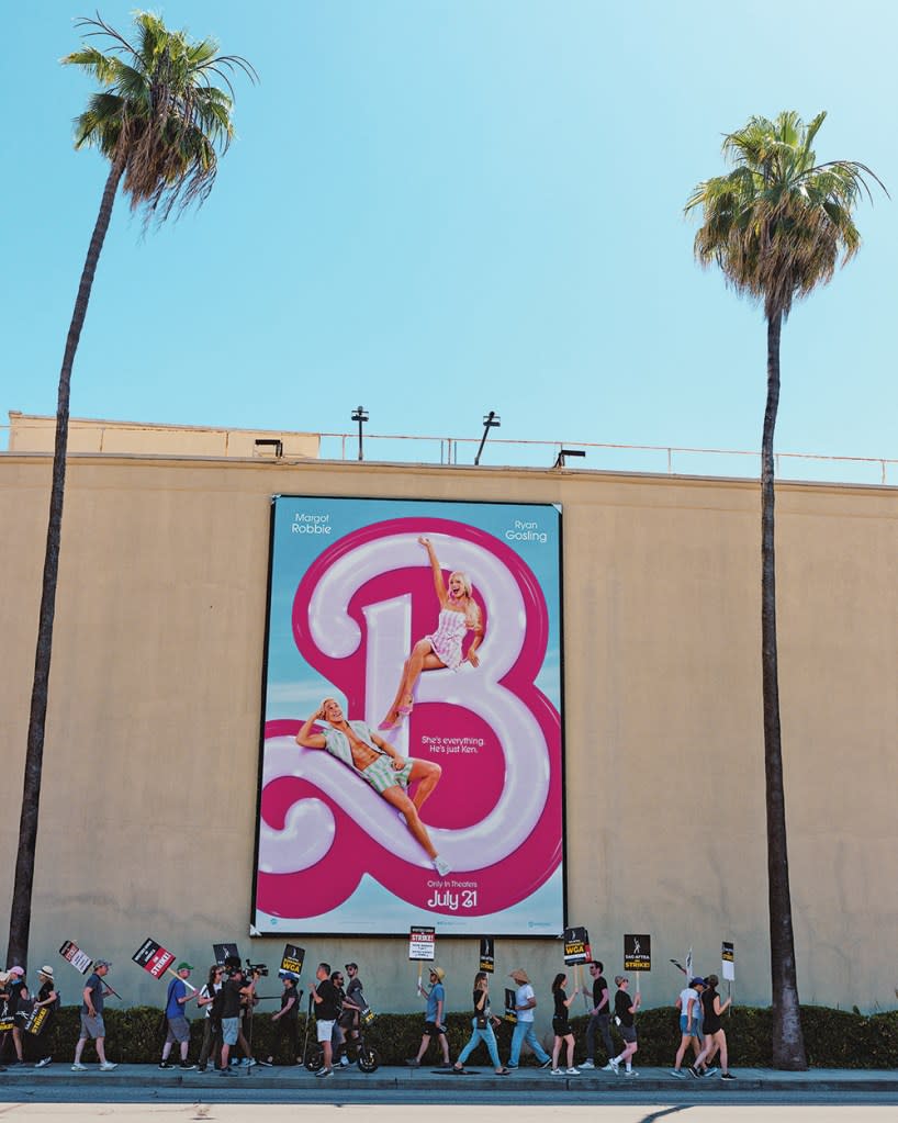 Outside Warner Bros. Studios on the first day of the SAG-AFTRA Strike on July 14, 2023 in Hollywood, California.