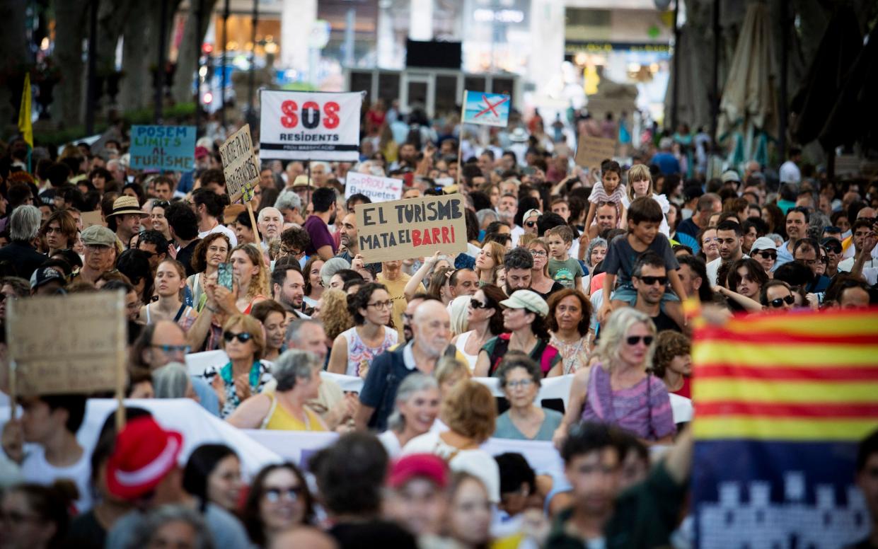 People took to the streets in Palma de Mallorca last month to protest overtourism and housing prices on the island