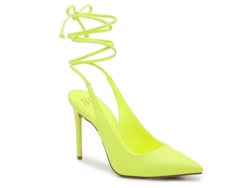 jlo, pumps, jennifer lopez, yellow, neon, dsw