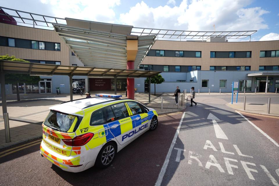 Police at Central Middlesex Hospital in north-west London (James Manning/PA Wire)