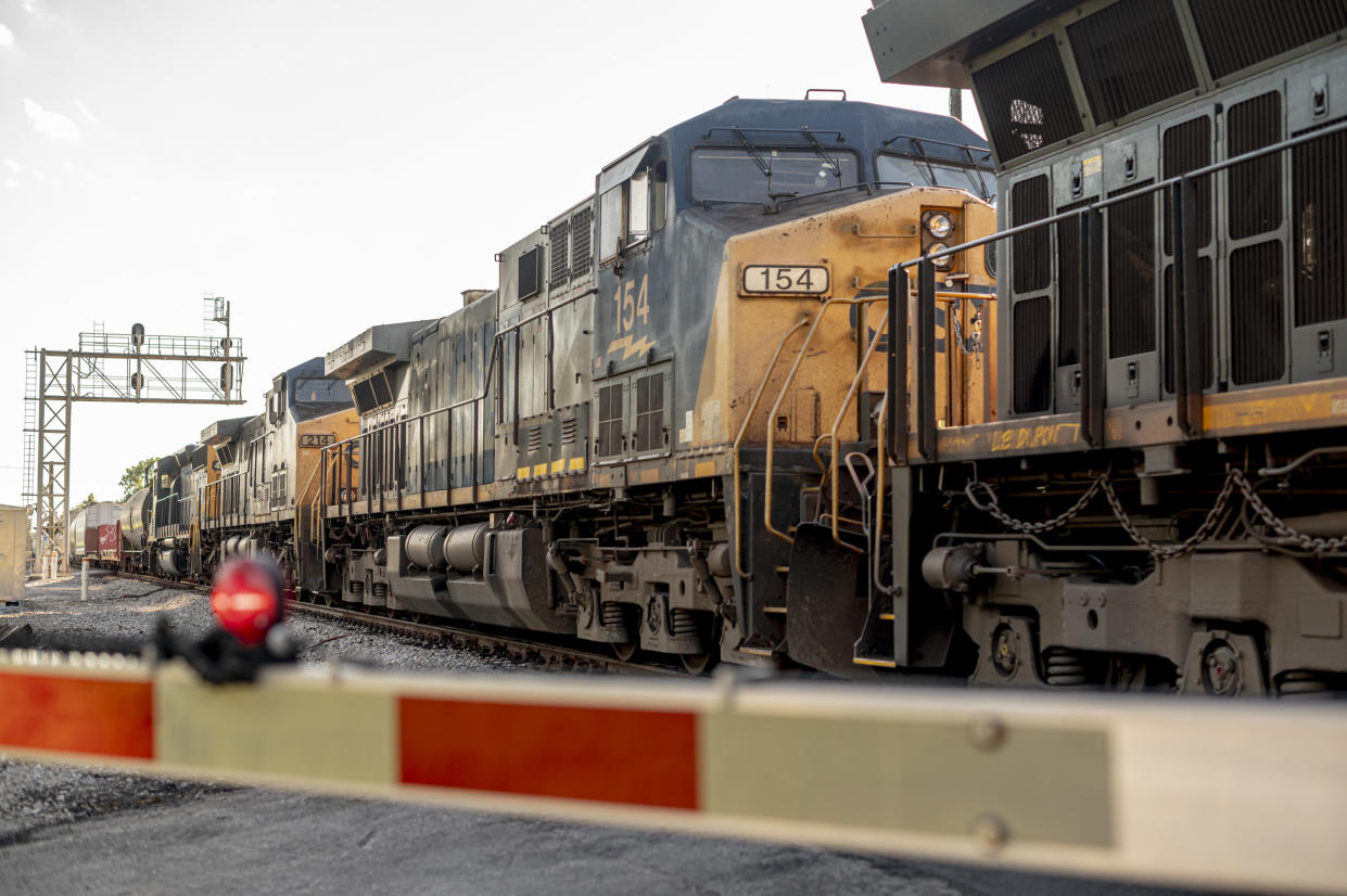 BAY SAINT LOUIS, MS - MAY 27: CSX rail lines go through residential neighborhoods  in Bay St. Louis, Mississippi, on May 27, 2022. Amtrak is seeking to resume passenger travel on a Gulf Coast route that could pass through Bay Saint Louis.
(Photo by Emily Kask for The Washington Post via Getty Images)