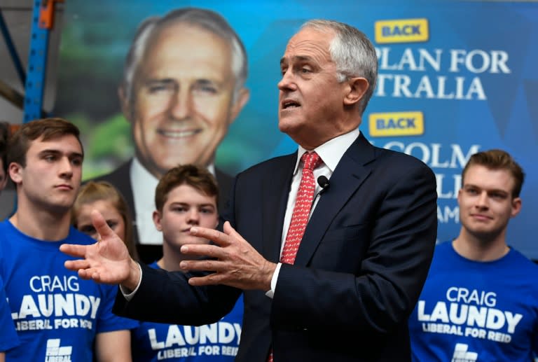 Australia's Prime Minister Malcolm Turnbull speaks at a campaign event in Sydney on July 1, 2016, as Australia's leaders make last-gasp pitches to wow voters