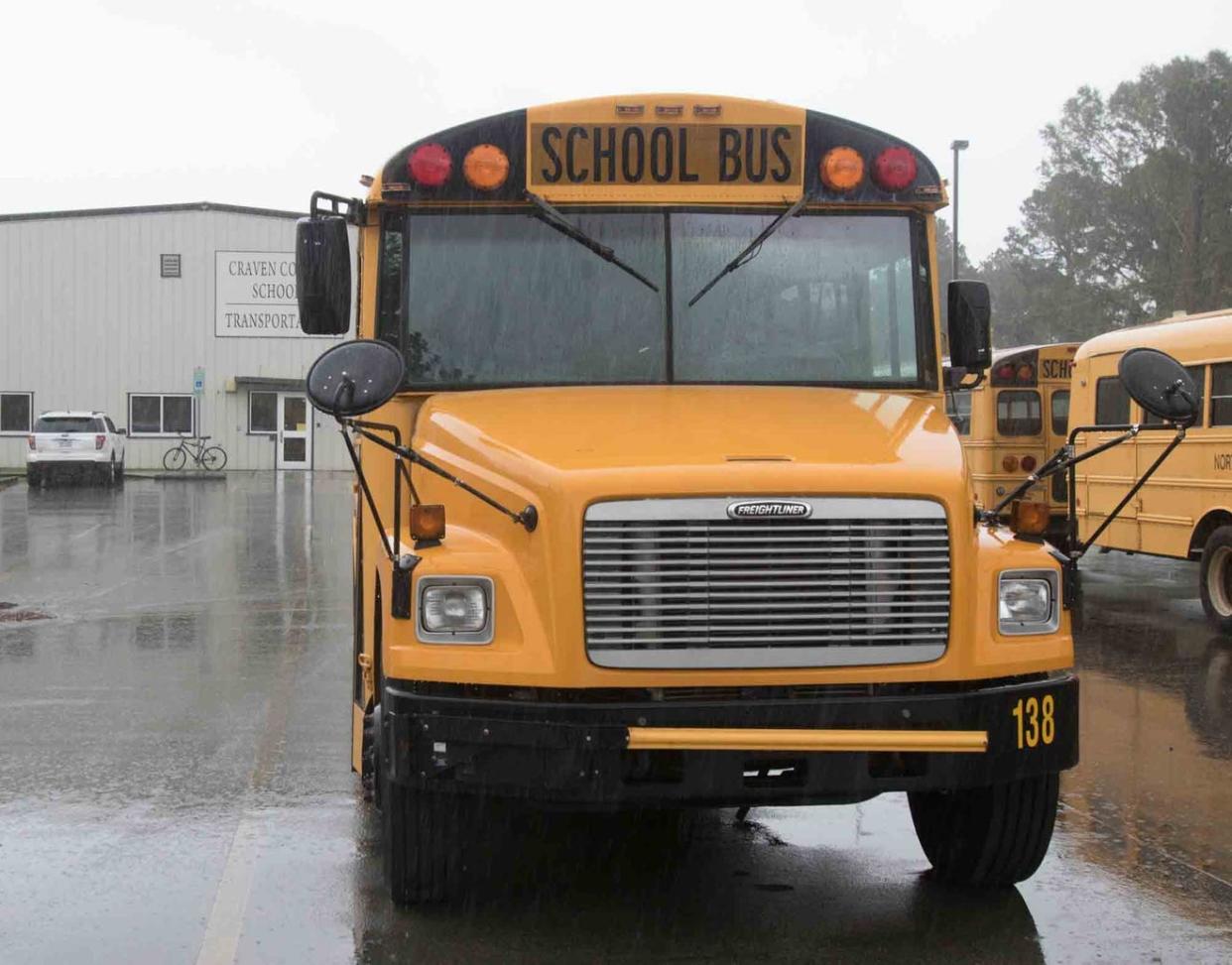 Havelock police are searching for a driver involved in a hit-and-run wreck with a school bus Tuesday.