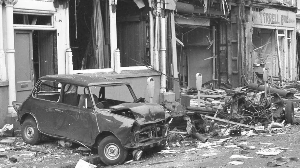 The aftermath of the explosion at Parnell Street in Dublin 1974
