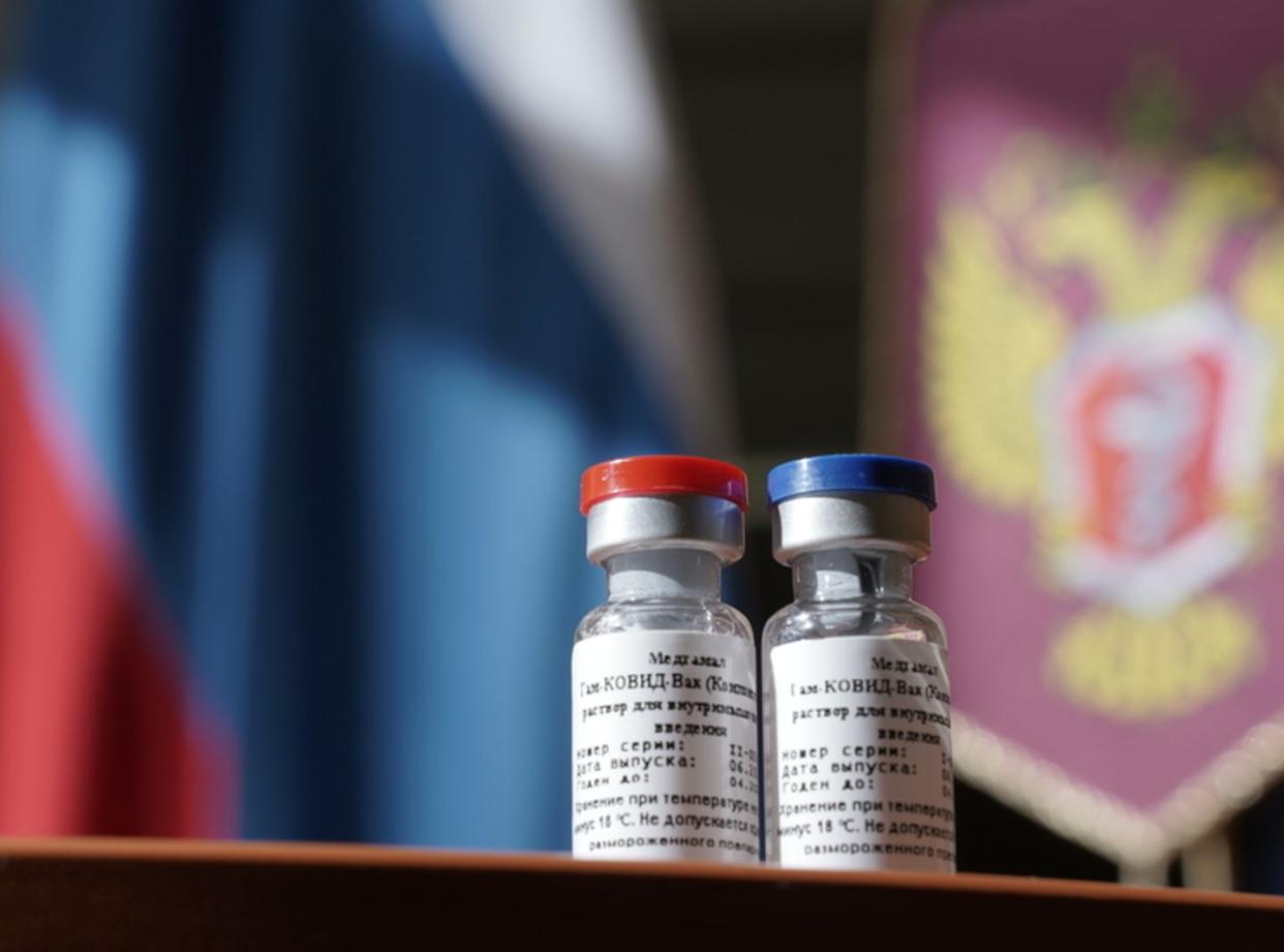 <span class="caption">On Aug. 11, Russian President Vladimir Putin announced that a coronavirus vaccine developed in the country has been registered for use.</span> <span class="attribution"><a class="link " href="https://www.gettyimages.com/detail/news-photo/photo-shows-vials-of-vaccine-called-gamcovidvac-in-moscow-news-photo/1228002428?adppopup=true" rel="nofollow noopener" target="_blank" data-ylk="slk:Russian Health Ministry/Handout/Anadolu Agency via Getty Images;elm:context_link;itc:0;sec:content-canvas">Russian Health Ministry/Handout/Anadolu Agency via Getty Images</a></span>