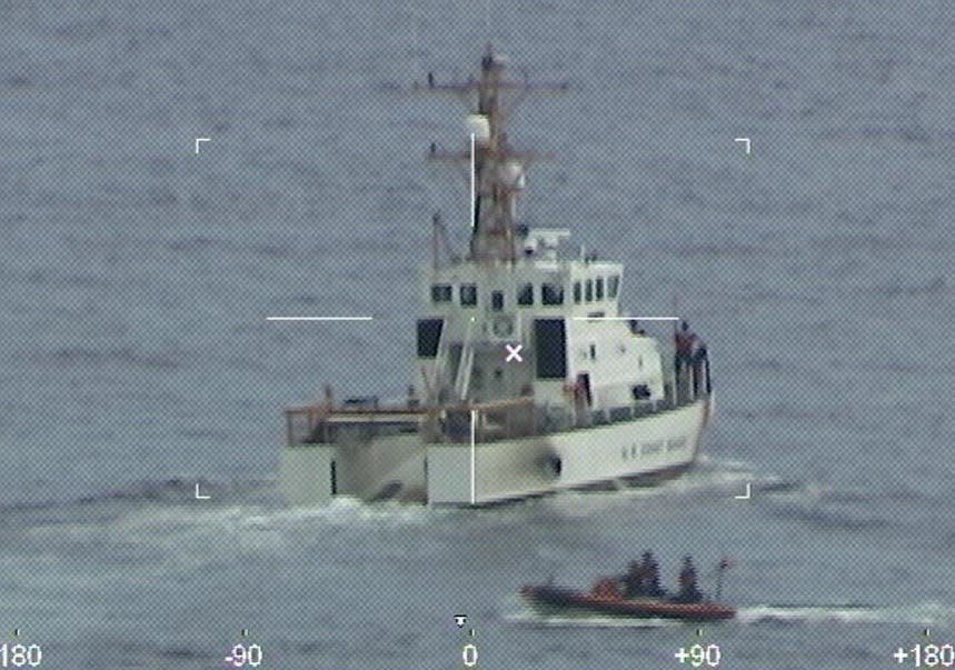 Coast Guard Cutter Ibis' crew on Jan. 25, 2022, search for 39 people off Fort Pierce Inlet