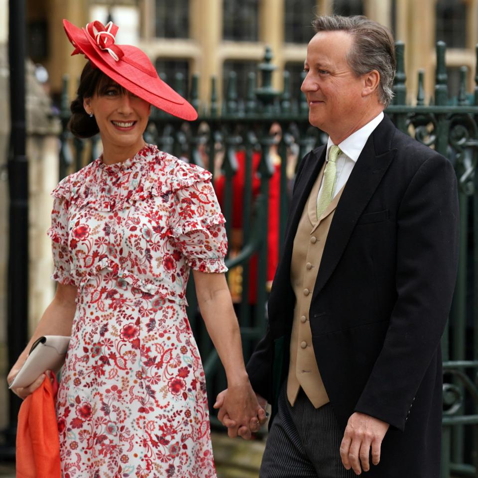 Samantha and David Cameron arriving at the Coronation in 2023