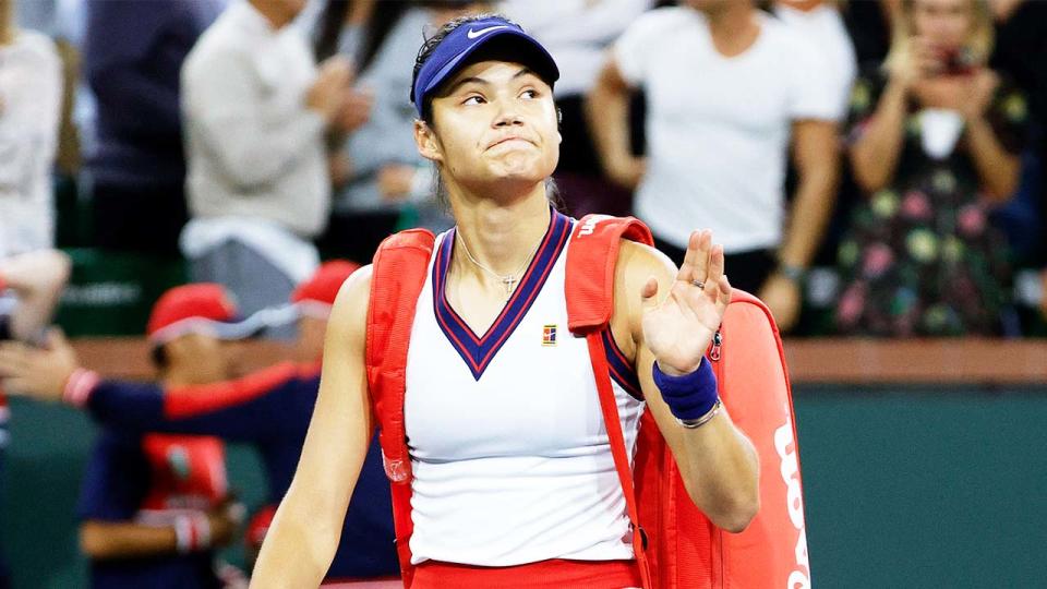 Emma Raducanu (pictured) walking off court after Indian Wells.