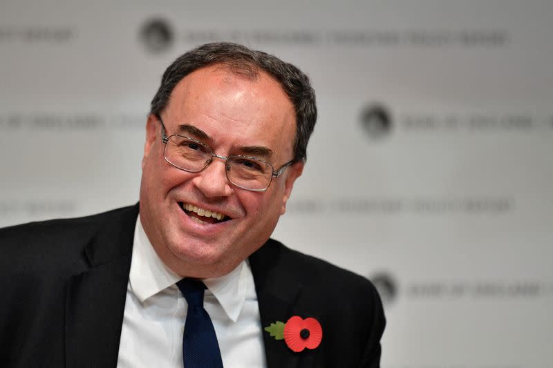 FILE PHOTO: Governor of the Bank of England Andrew Bailey attends the Monetary Policy Report Press Conference, in London