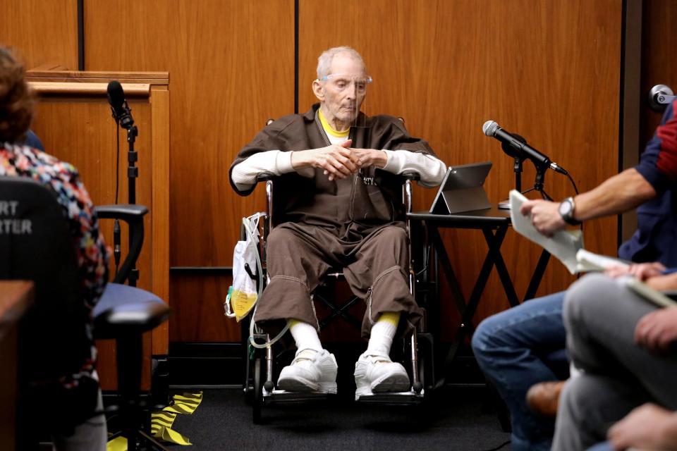 New York real estate scion Robert Durst, 78, takes the stand and testifies in his murder trial at the Inglewood Courthouse on Monday, Aug. 9, 2021, in Inglewood, Calf.