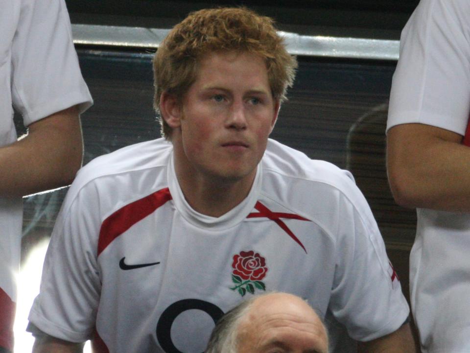 Prince Harry attends the Rugby World Cup semi-finals in 2007.